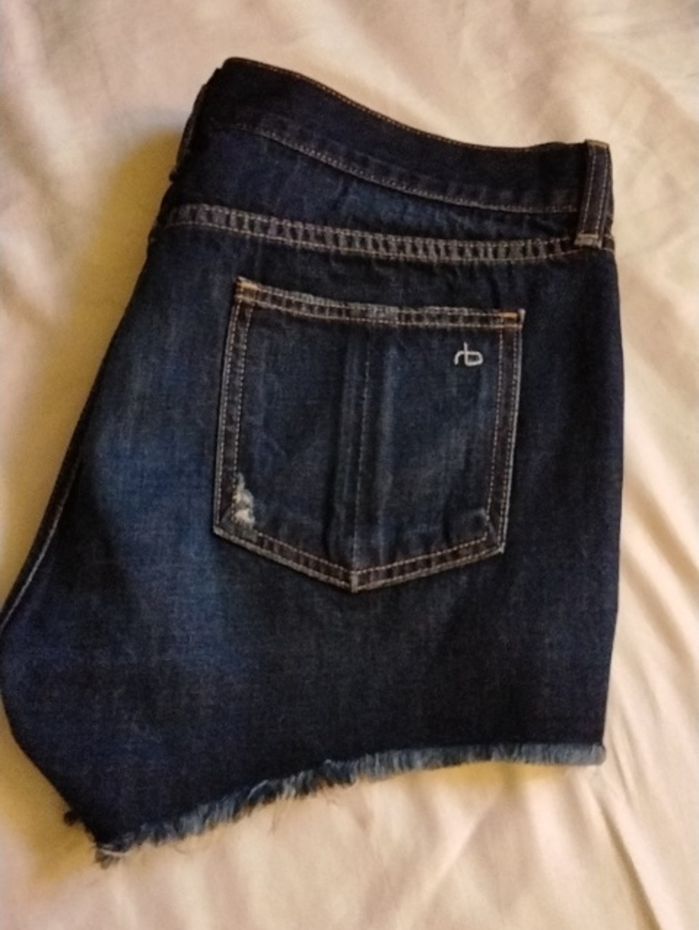 rag & bone Dark Blue Denim Cutoff Shorts